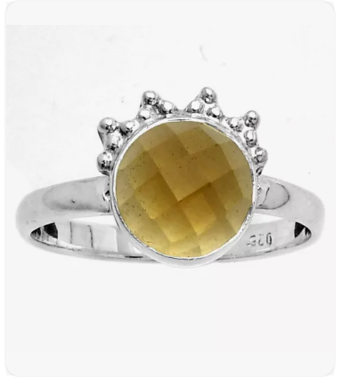 Citrine Faceted Crown Ring sz8.5