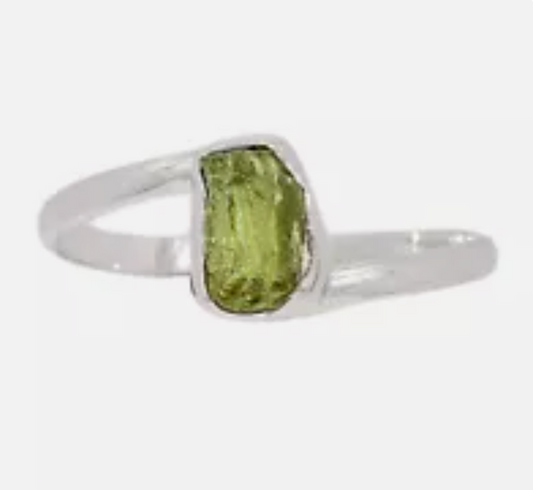 Natural Moldavite Ring sz 6.5